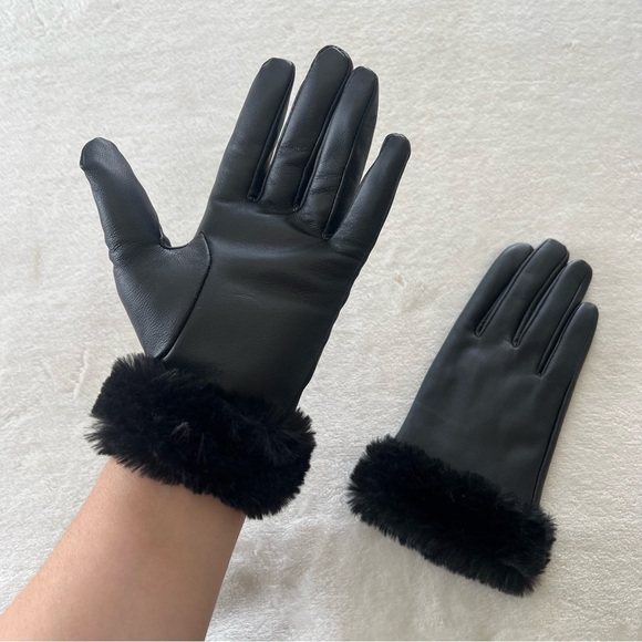 WOMEN’S Winter Faux Fur Leather Gloves - Picture 1 of 4